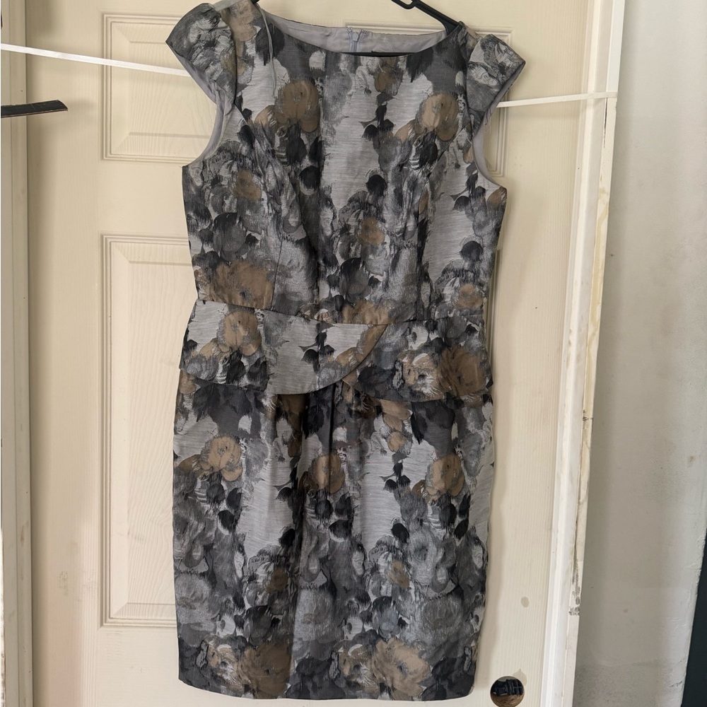 Adrianna Papell Gray and Brown Floral Mini Dress